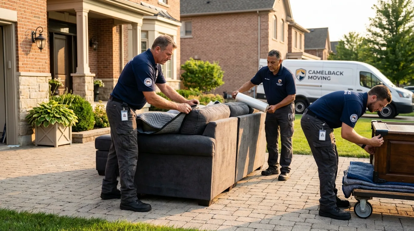 Large estate moving crew wrapping furniture in Terrebonne, OR