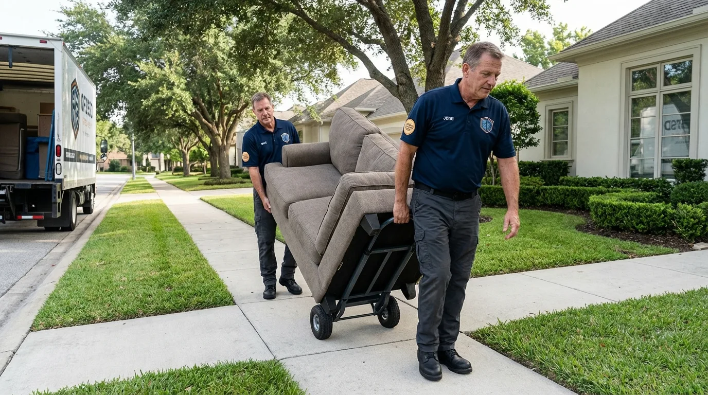 Local residential moving crew loading furniture in Terrebonne, OR
