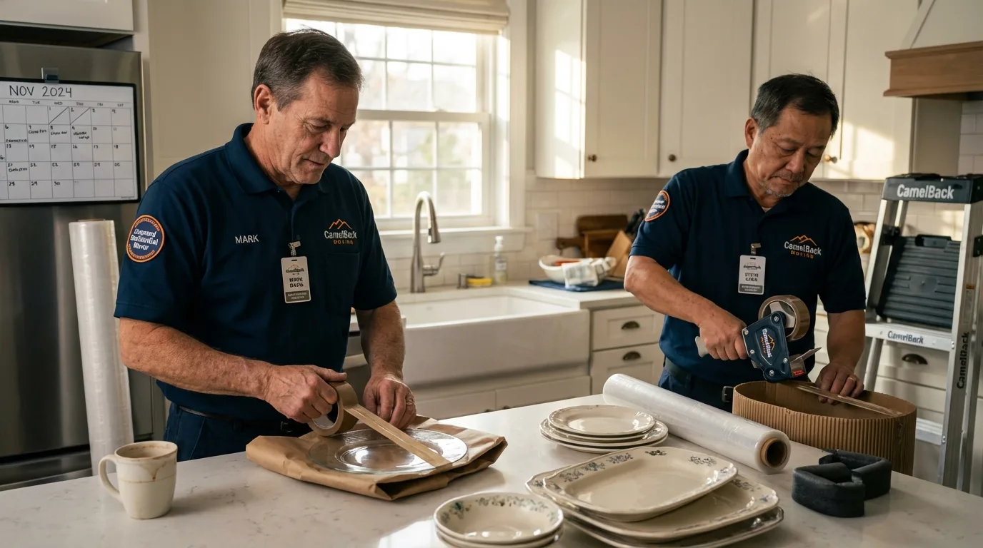 Professional crew packing kitchen dishware in Terrebonne, OR